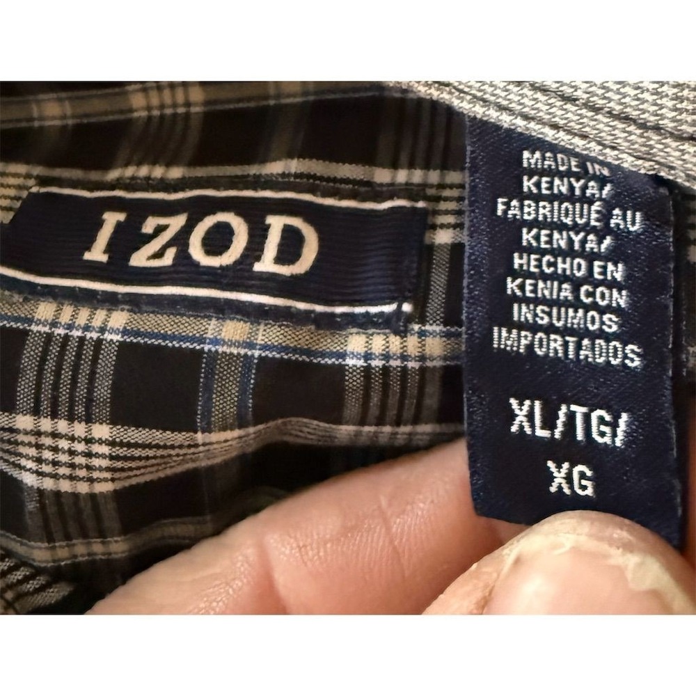 IZOD Men's XL Blue Plaid Long Sleeve Button-Down Shirt preppy classic minimalist - Picture 2 of 7